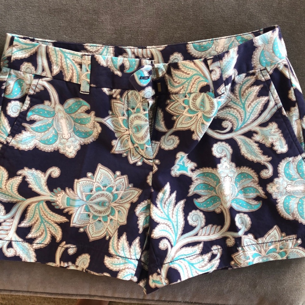 Navy paisley chino shorts